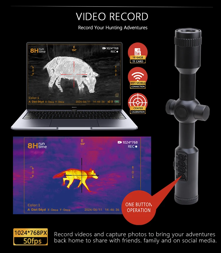 TGS225 狩猟用サーマルイメージングスコープ 384*288 解像度 高品質ビデオ録画 PIP WIFI
