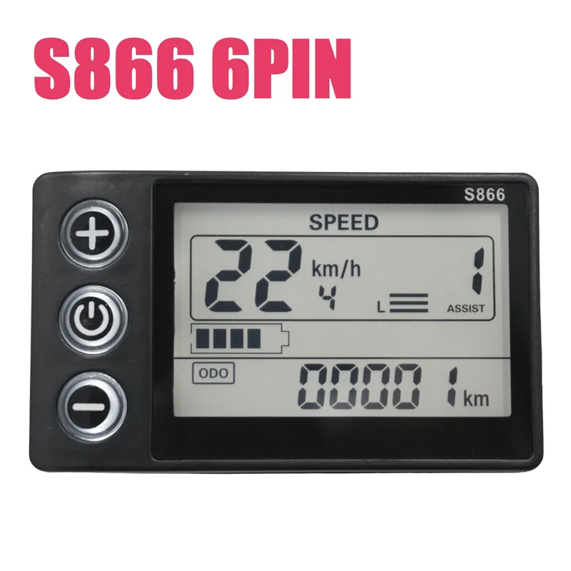 Hot sale 24V 36V 48V 60V S866 Controller Panel Dashboard Waterproof 6PIN Electric Bike LCD Display for Electric E-Bike Scooter