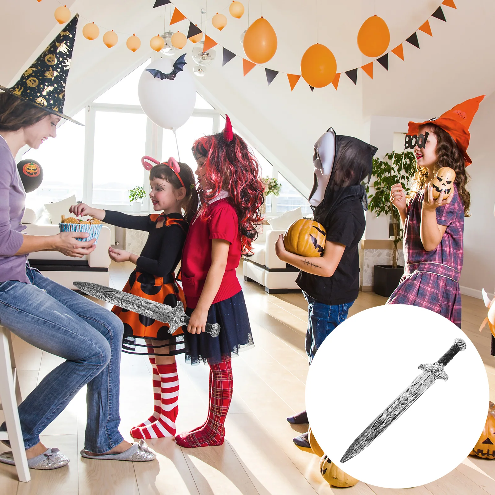 Accessorio per spada romana simulata in plastica resistente per giochi cosplay per feste di Halloween, accessorio per giocattoli con spada