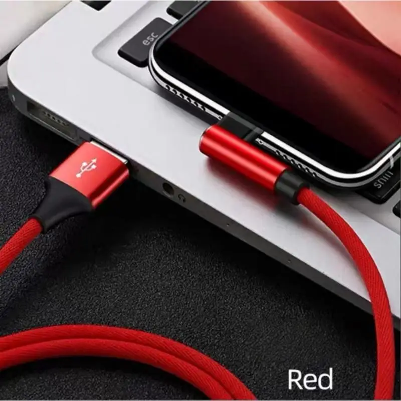1Pcs USB-A TO TYPE-C Elbow DATA 480Mbps 1/1.5/2Meters PD 60W 6A Fast Charge Charging Cable For Phone Accessories