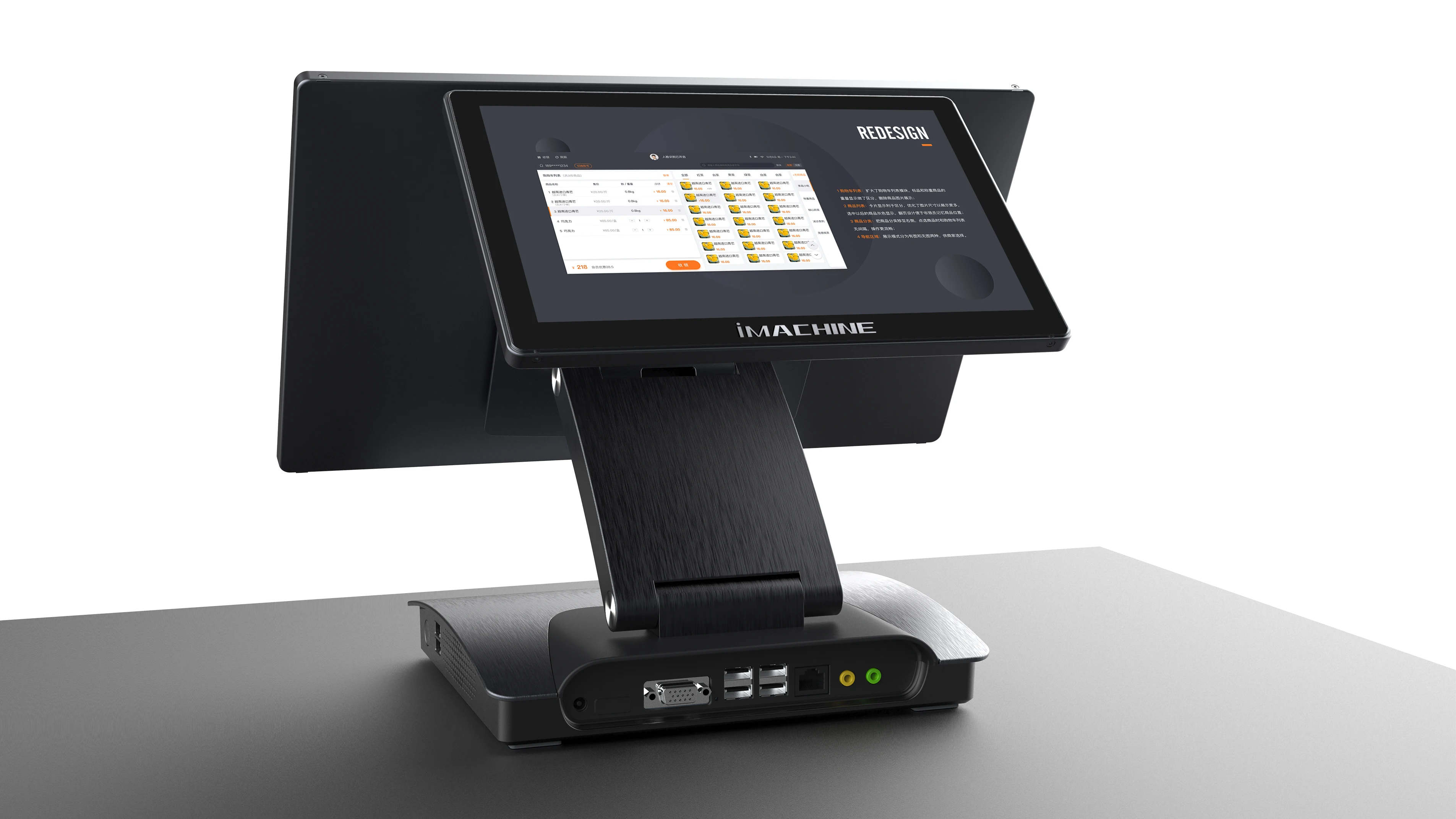 Terminal Pos Layar Sentuh Kapasitif 15,6 Inci Windows Pos Sistem Pos Layar Tunggal dengan Tampilan Pelanggan 10,1 Inci