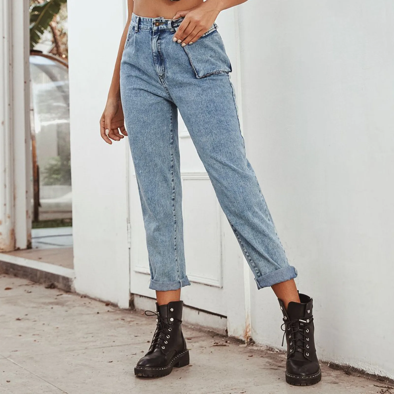 

Spring And Autumn Pants For Women 2025 High Waist Womens Straight Leg Jeans Work Pants Women Baggy Jeans For Woman Pantalones