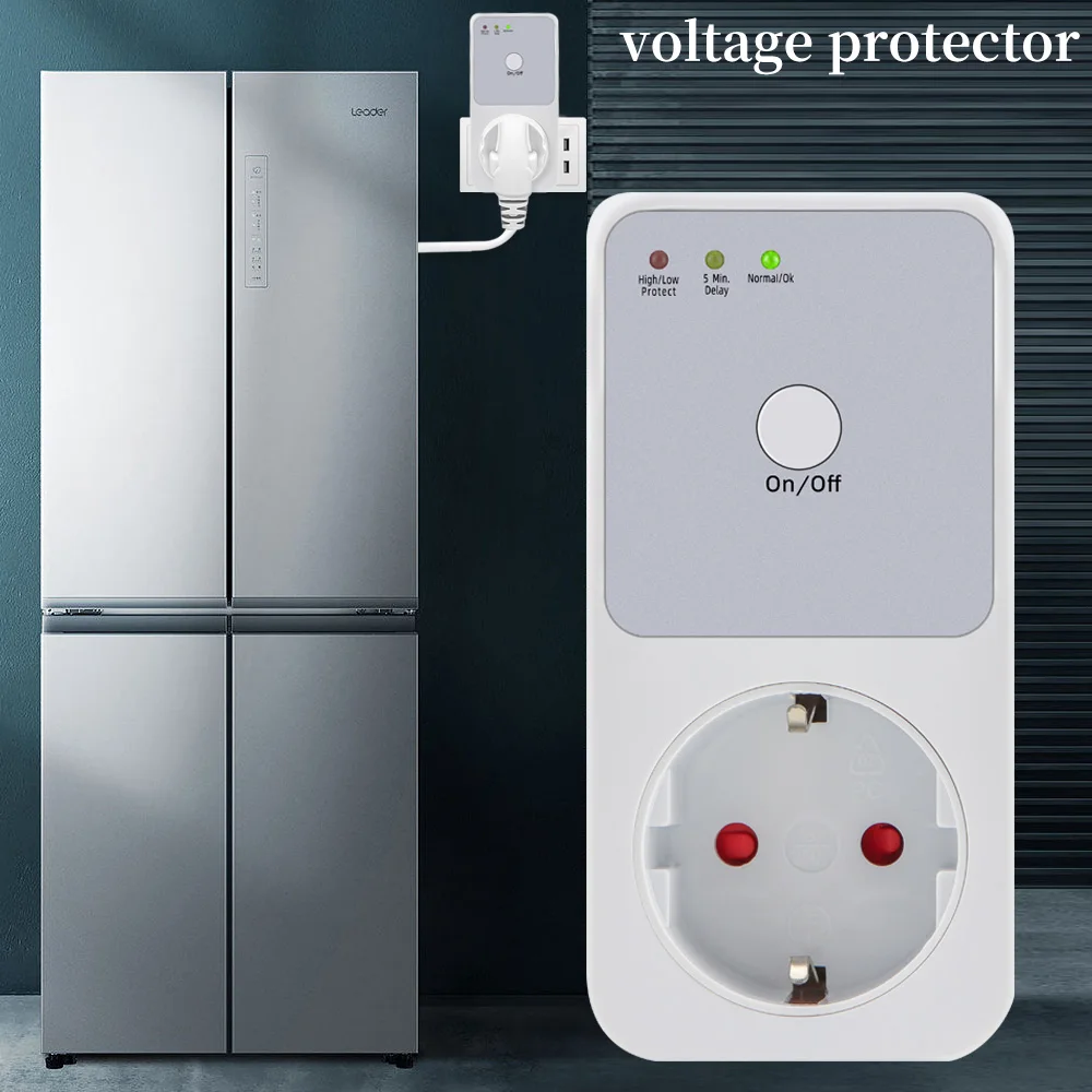 Automatic Voltage Protector Socket Switcher VAC 220V Power Surge Safe Protector EU FR UK US Plug Socket Refrigerator Protect