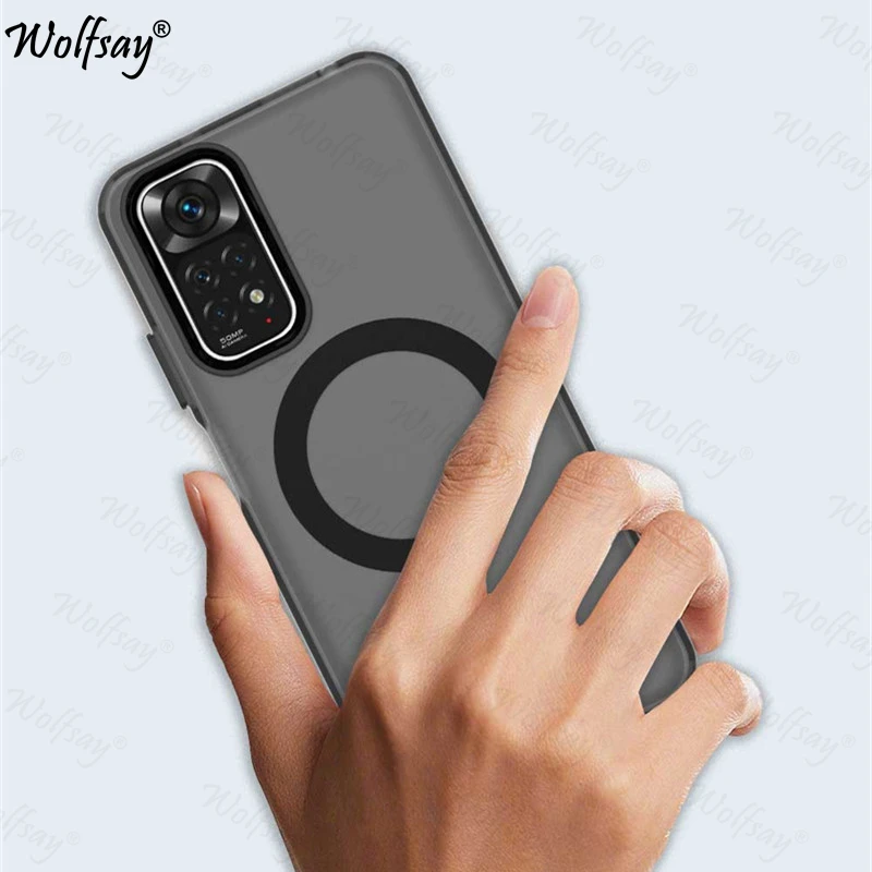 

Прозрачный чехол для Redmi Note 11, чехол Redmi Note 11 11S, магнитная адсорбция, задняя крышка с беспроводной зарядкой для Redmi Note 11S, чехол