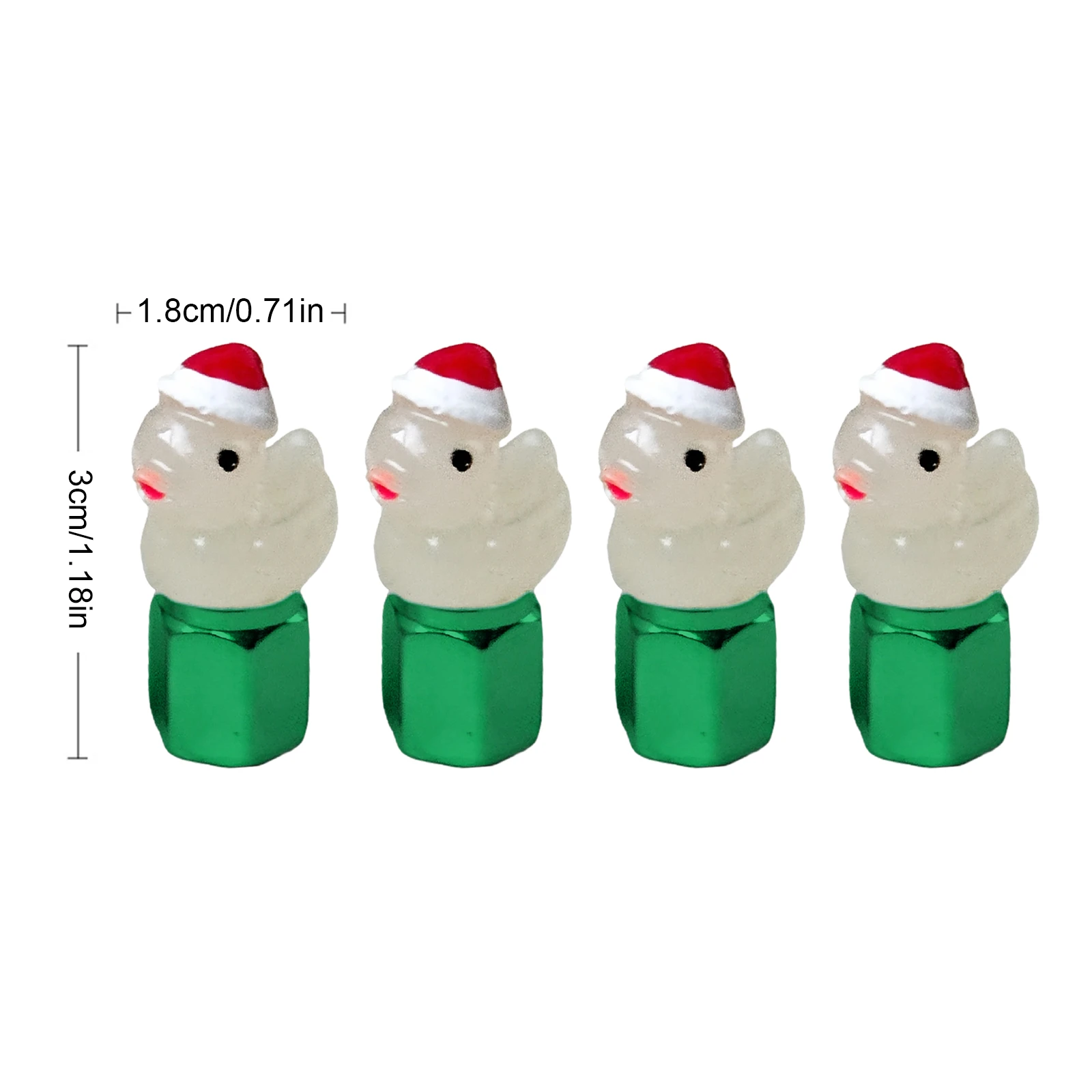 4 Pack Christmas Duck Glow in The Dark Tire Valve Caps Auto Tire Valve Stem Caps Valve Covers for Cars Motorcycles and Bicycles view 6