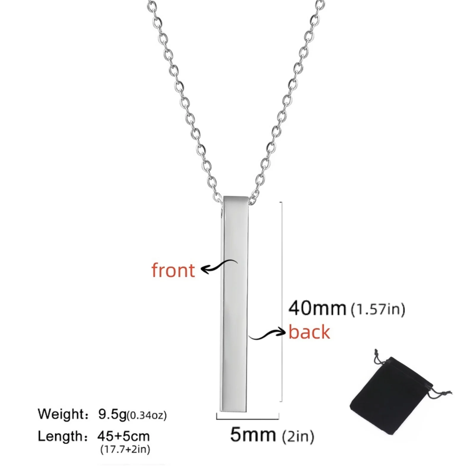 Customized Multi-Sided Engraved Necklace for Couples