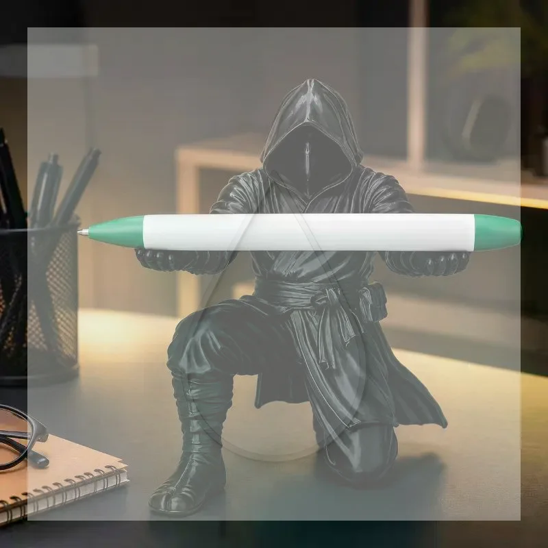 3D Printed Black Shadow Warrior Pen Holder Novelty Desktop Organizer for Office Gaming Desk Decor Unique Gift