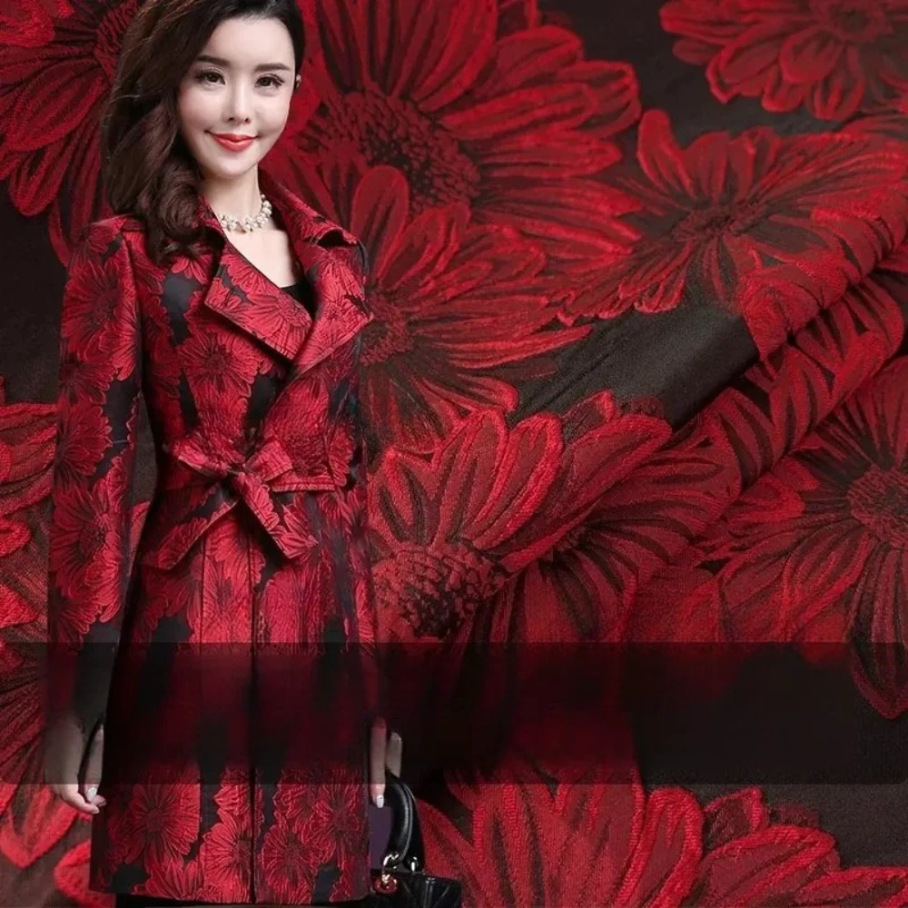 

Brocade Jacquard Fabric Spring Autumn Thin Print Dress Windbreaker Clothing European Brand Fashion Design Sewing Wholesale Cloth