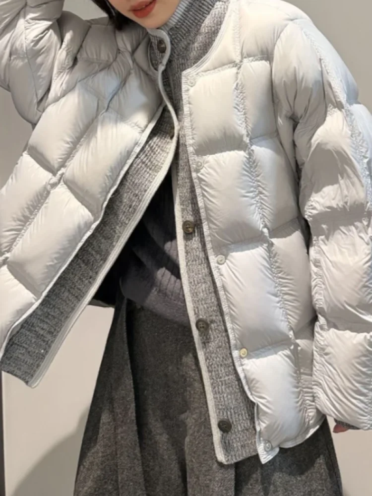 

Women's Loose Knitted Cotton Jacket Fake Two-Piece down Coat Winter New Style Fashionable Commute Korean Style Long Sleeve