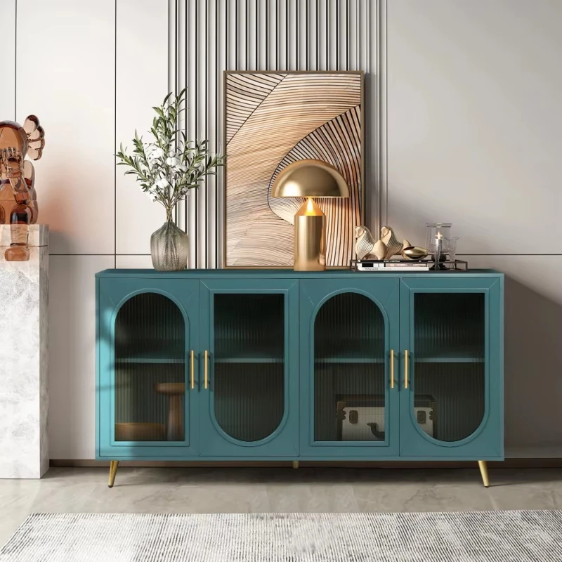 Wooden TV Cabinet with Locker Adjustable Shelving Media Console for Living Room and Bedroom