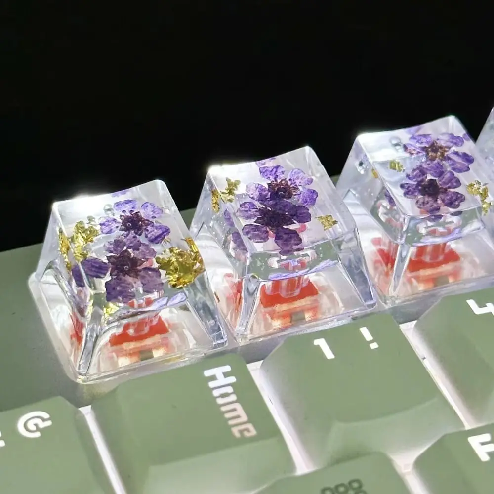 

Translucent Dried Flower Keycaps Gypsophila OEM R4 Mechanical Keyboard Keycap Decoration Handmade Resin Keycap Cherry MX