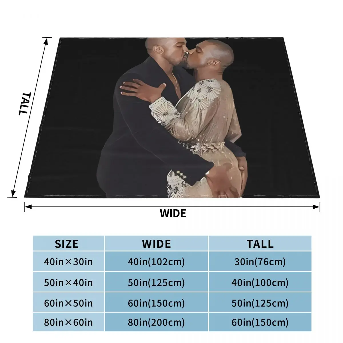 Rapper Kanye West Kissing Blanket Bedspread On The Bed Vintage For Winter