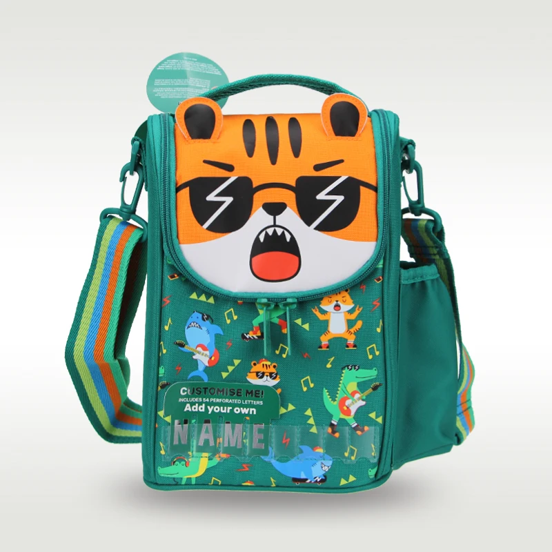 Australia Smiggle hot-selling original children's lunch bag boy messenger bag cool green tiger handbag 9 inches