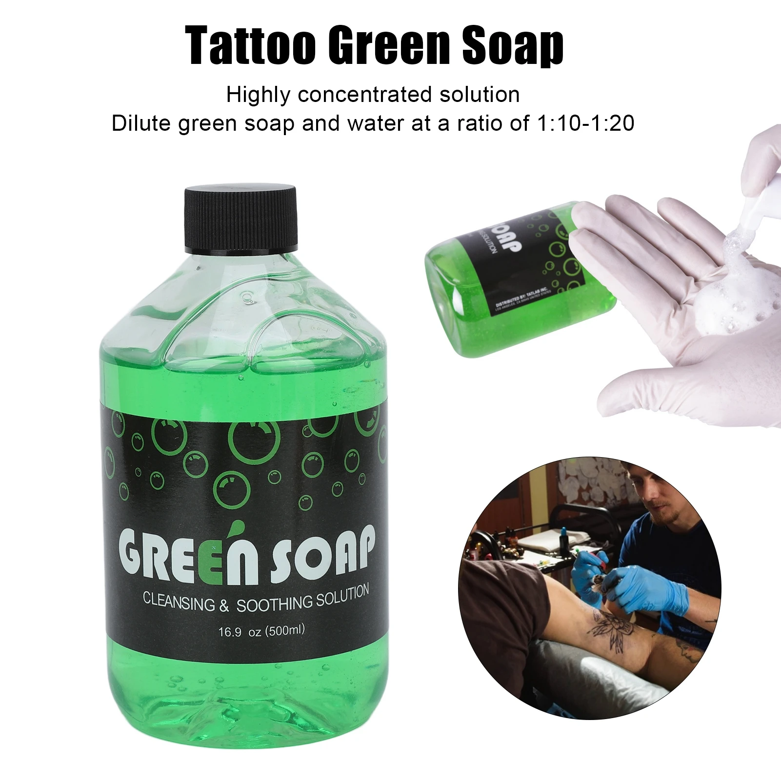 500ml Concentrating Tattoo Green Soap Soap Mild Tattoo Cleaning Soothing Aftercare Solution Liquid Soap for Tattoo Salon