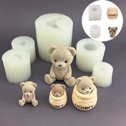 Cute Teddy Bear Candle Mold Silicone Aromatherapy Plaster Korean Version Gypsum Geometric Dropping Glue for Candle Making Tools