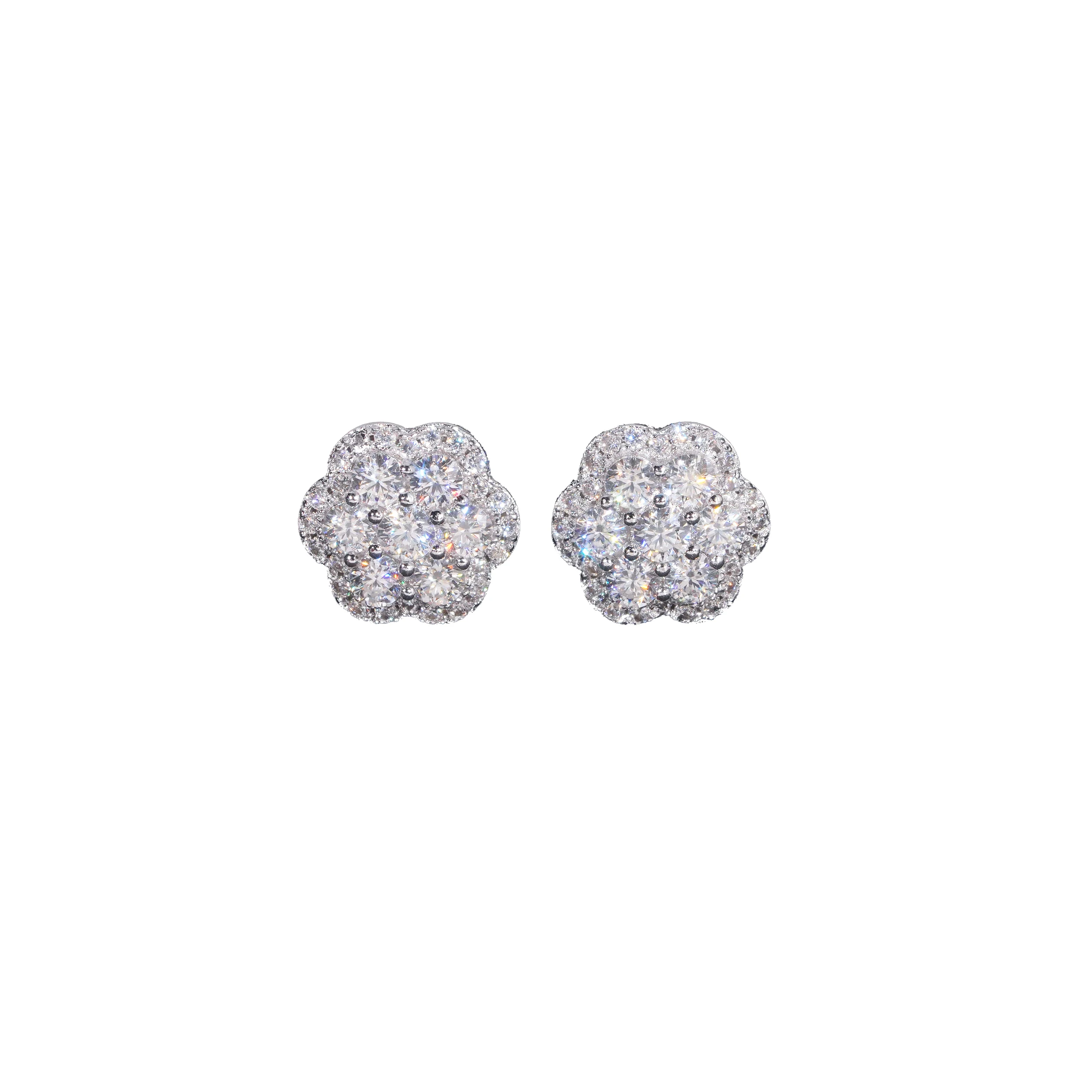 New Stocks Pass Diamond Tester GRA Certified VVS Diamond 925 Sterling Silver Cluster Moissanite Stud Earrings