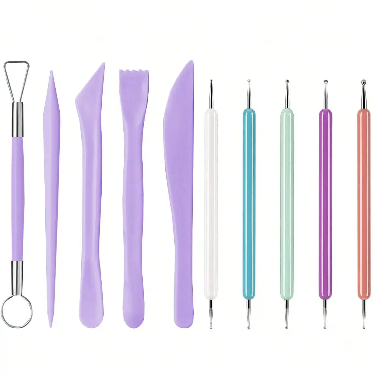 

10Pcs Clay Sculpting Tools Kit, Easy to Use, Pottery Carving Set with Comfortable Grip. For Sculpey & Modeling Clay, Ideal for Adults.