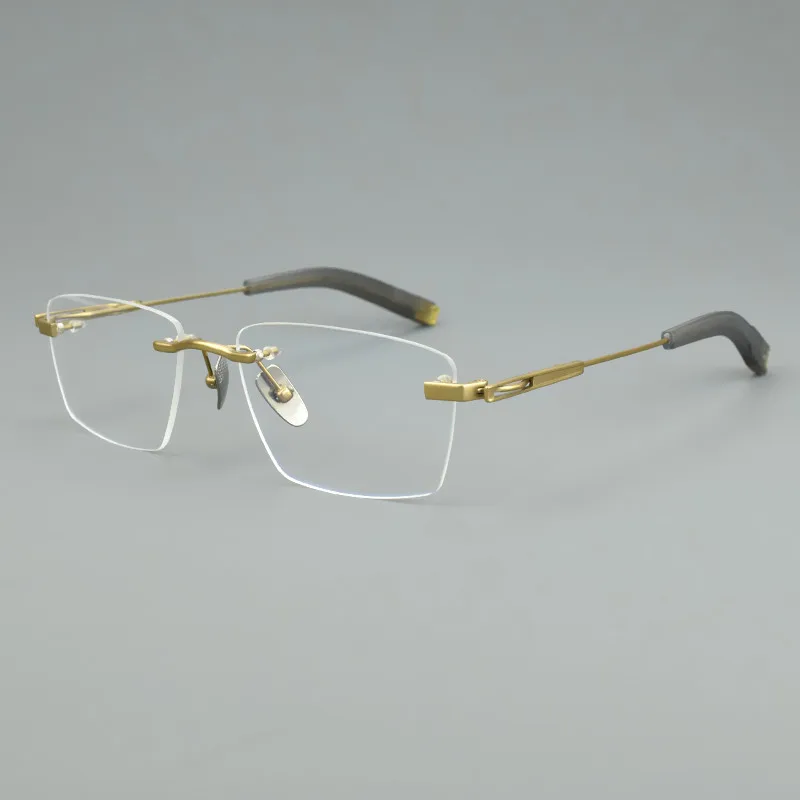 بدون شفة التيتانيوم النظارات الإطار الرجال النظارات الرجعية البصرية النساء النظارات خمر وصفة طبية القراءة قصر النظر إطارات نظارات #4