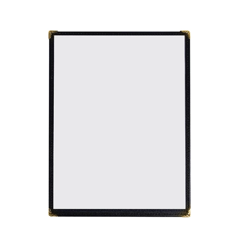 24 Pack Cafe Style Menu Cover, Double Stitch Edge, Crystal Clear Vinyl (Black, 2 Pages/4 Views - 8.5 Inch X 11 Inch)