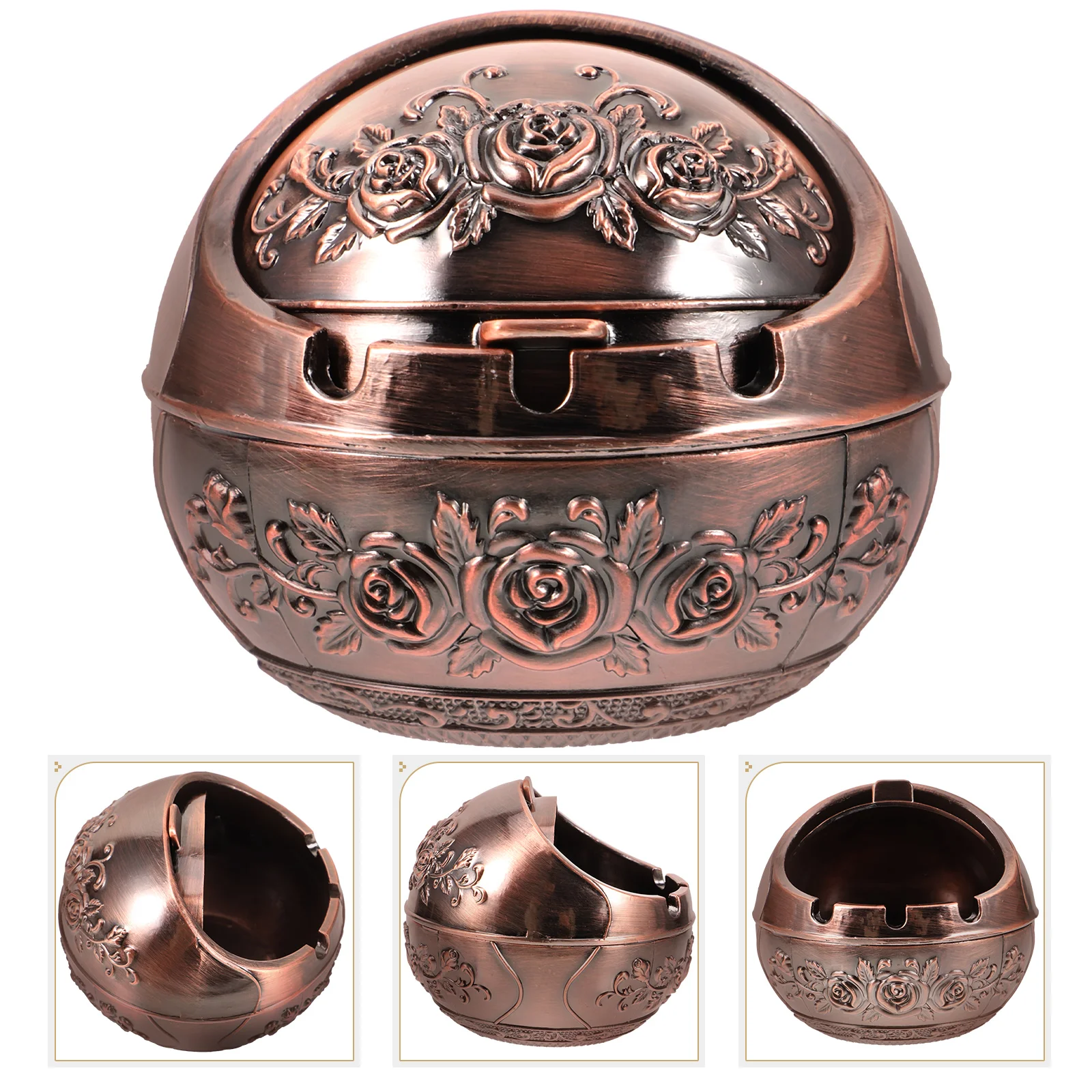

Vintage Rose Ashtray Aluminum Alloy Wear-Resistant Desktop Table Holder For Home Office Decorative Smoking Accessory