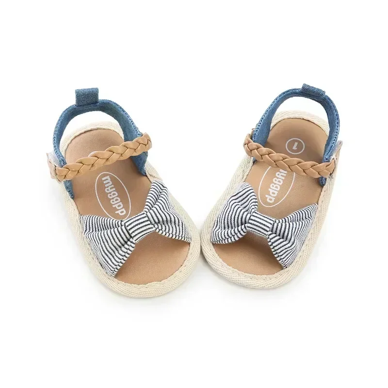 2023 Summer Newborn Infant Baby Girls Princess Bowknot Shoes Soft Sole PU Cute Flats Sandals Shoes Fit For 0-18M Crib Shoes