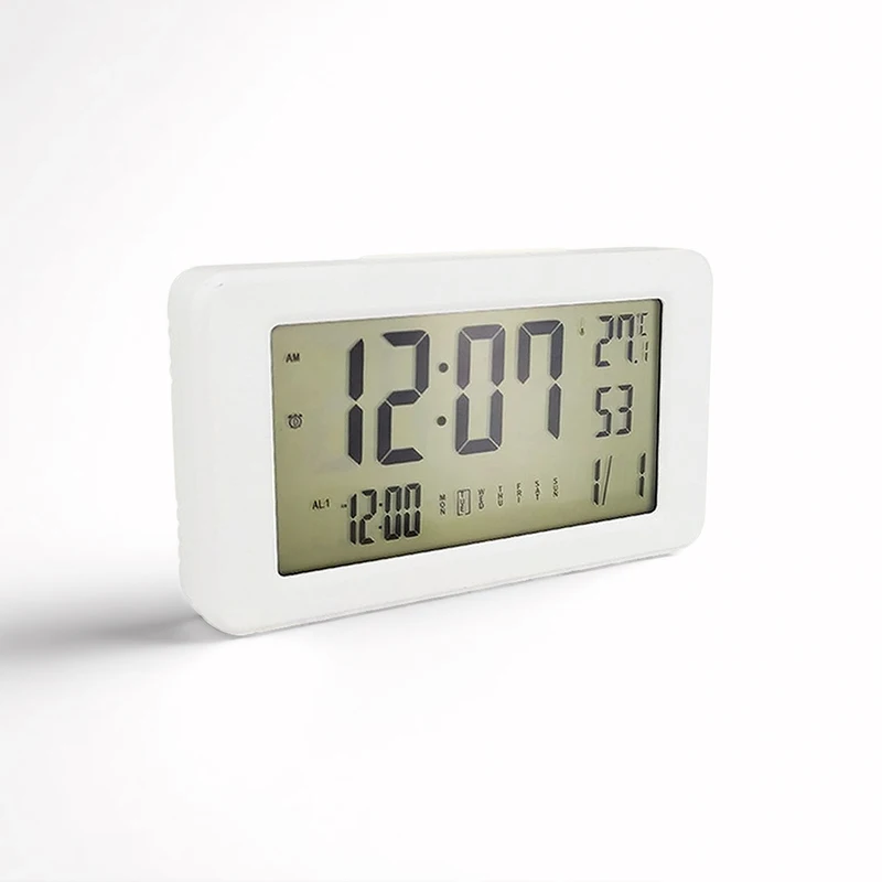 Digital Alarm Clock with Temperature Calendar Week Display Desktop Wall Clock for Bedroom Home Office Bathroom Battery Operated