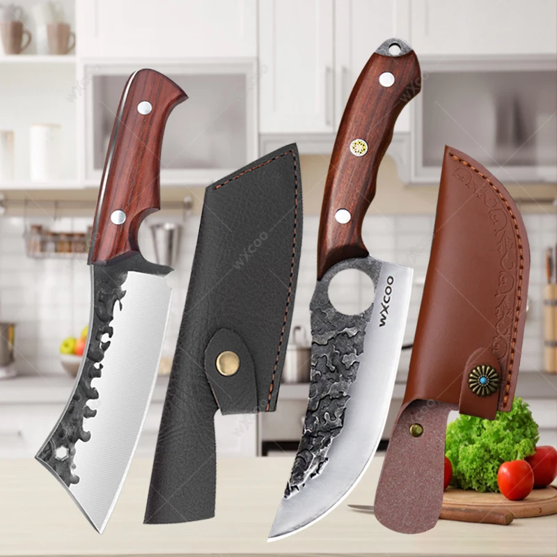 WXCOO Hand Forge Utility Boning Knives Chef Cooking Slicing Meat Fruit Fish Fillet Kitchen Knives Stainless Steel Barbecue Knife