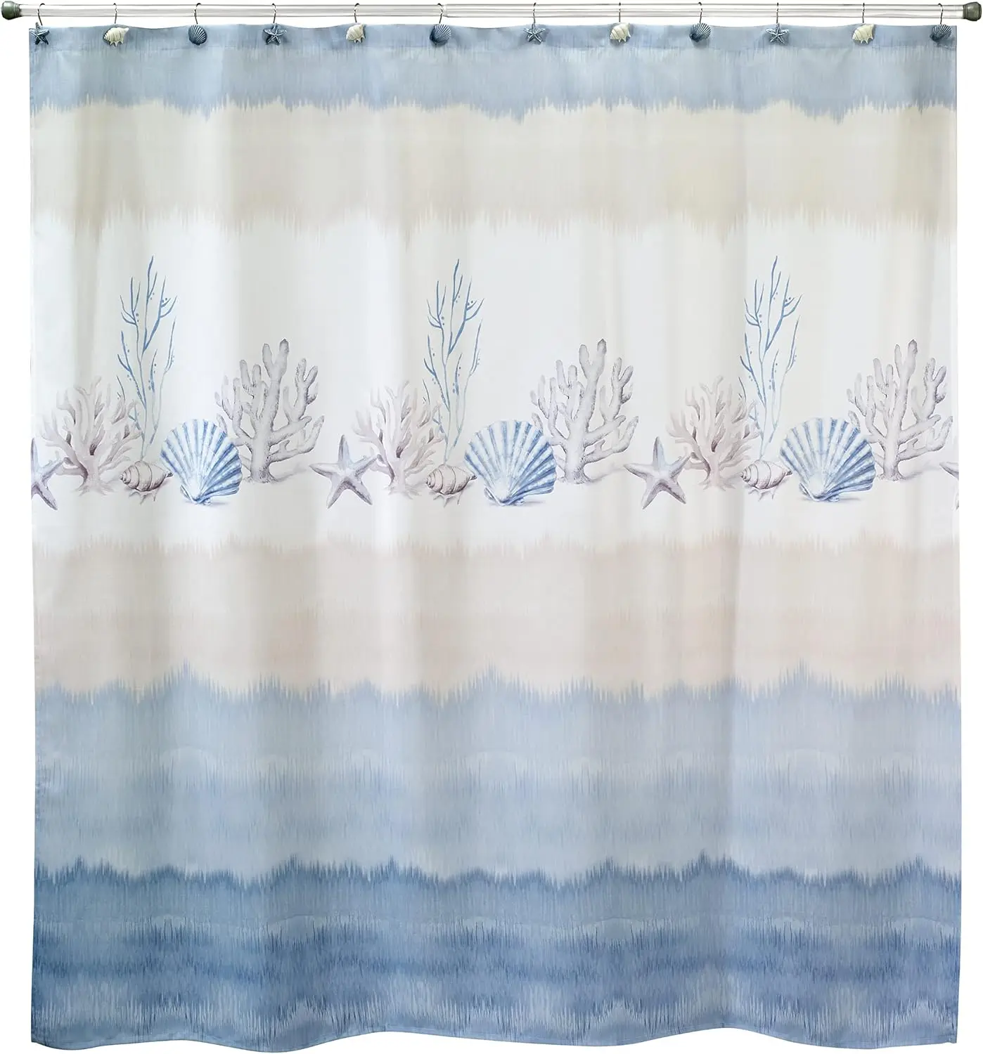 

- Тканевая занавеска для душа, декор для ванной комнаты прибрежная (абрактивная коллекция прибрежных, 72 дюйма)