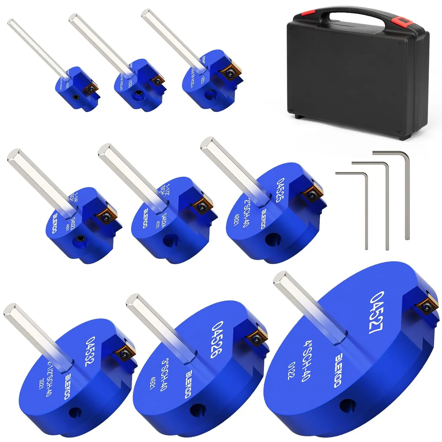 

9PCS PVC Pipe Reamer Kit - SCH40 Aluminum Deburring Tool (1/2" to 4") with Dual-Blade Technology