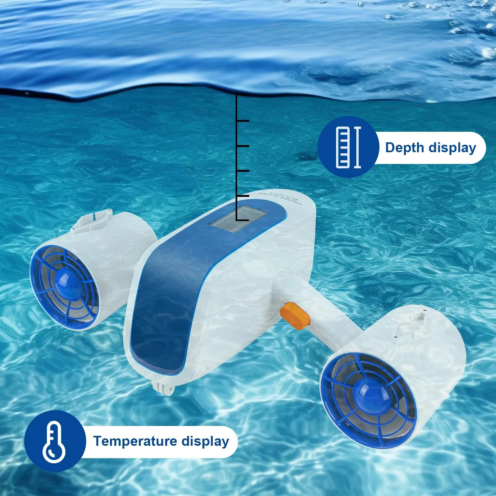 

4.3" Screen Waterproof Sea Scooter, Portable 7500MAH Speed Adjustable Electric Underwater Scooter Jet