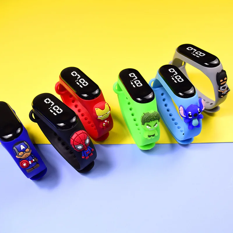 

DisneyMickey Stitch Spider-Man Kids Digital Watch Movie Children Watch Sport Touch Electronic LED Waterproof Watchs Gift