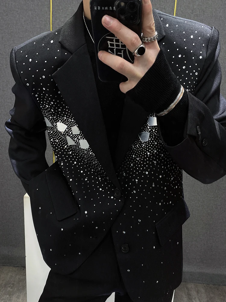 Sequin Decorate Jacket Men Blazer Homme Luxury Korean Punk Jacket Blazer Masculino Shiny Jacket Club Party Blazer Men Stage Suit