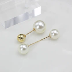 Big White Pearl Golden Ball Beads Clothing Brooches for Women Lapel Safety Sweater Coat Dress Pins Badge Buckle Accessories