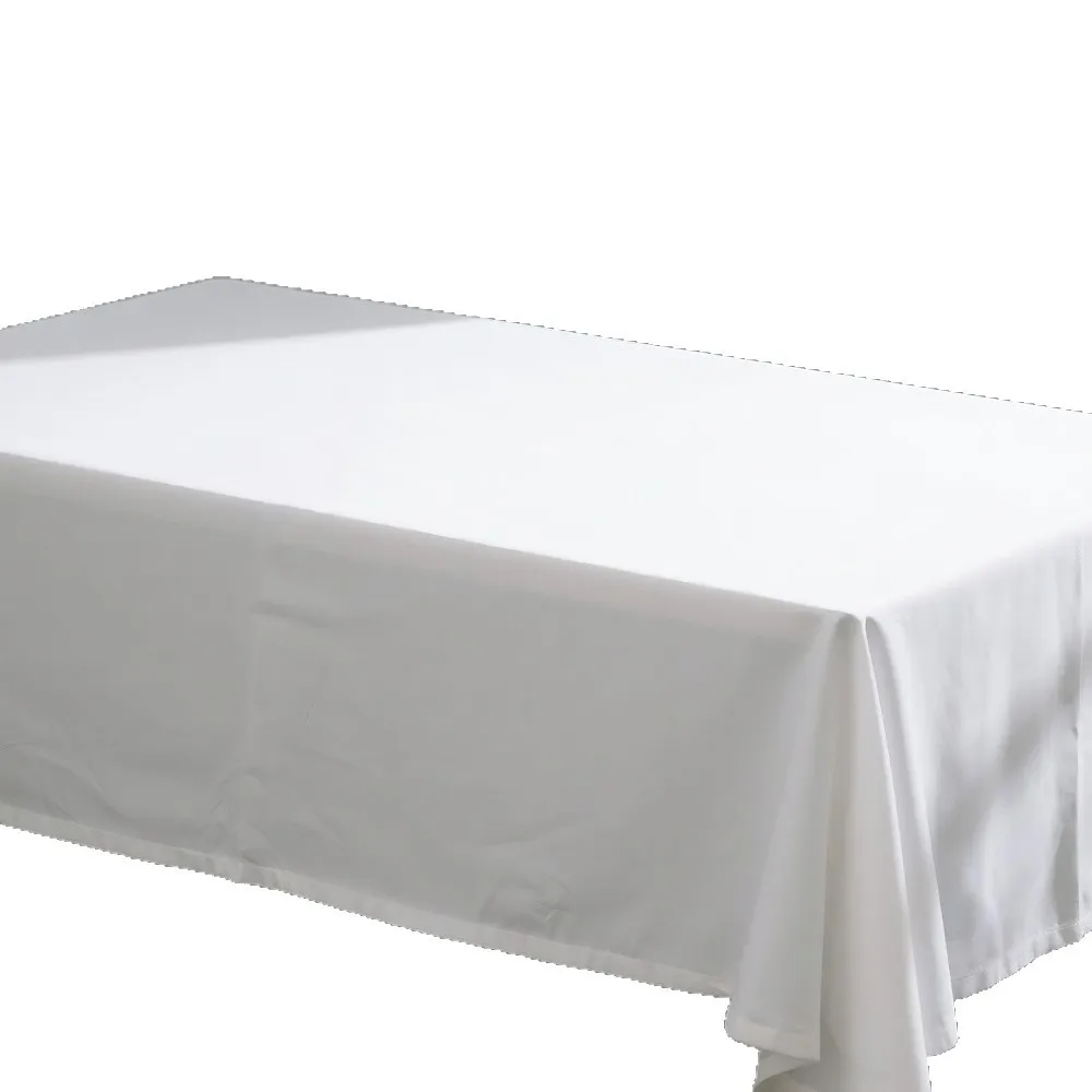 1Pc White Tablecloth Hotel Banquet Wedding Party Pure Color Rectangle Glossy Tablecloth Dining Room Coffee Table Tablecloth