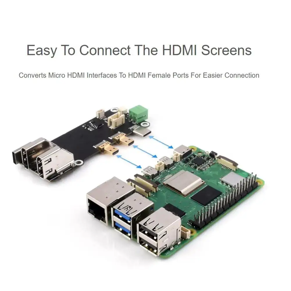 Untuk Raspberry Pi 5/4b mikro ke konversi penuh Output kartu aksesoris pengembangan 4k Dual Board Typec dukungan Expans M8g1