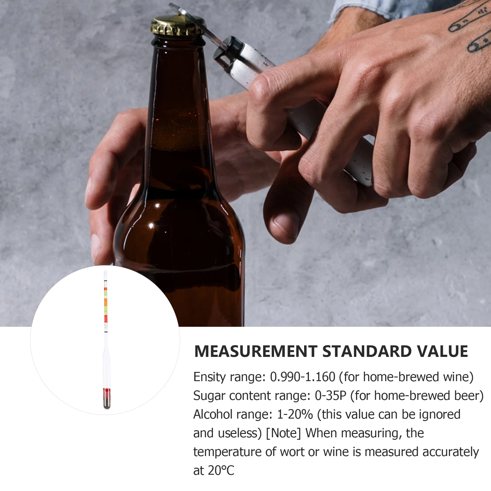 Three Range Hydrometer Beer for Maple Syrup Liquid Alcohol Red Wax Scale Sugar Moisture Content