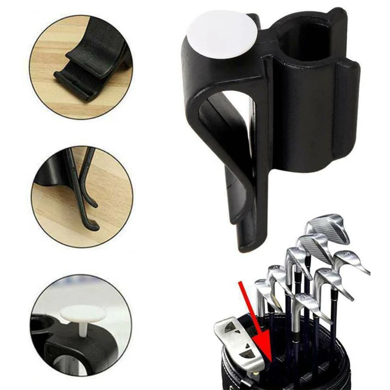 1Pcs Plastic Simple Golf Putter Clamp Clip Holder Golf Club Bag Putting Organizer Container Ball Marker Black Golf Training Aids