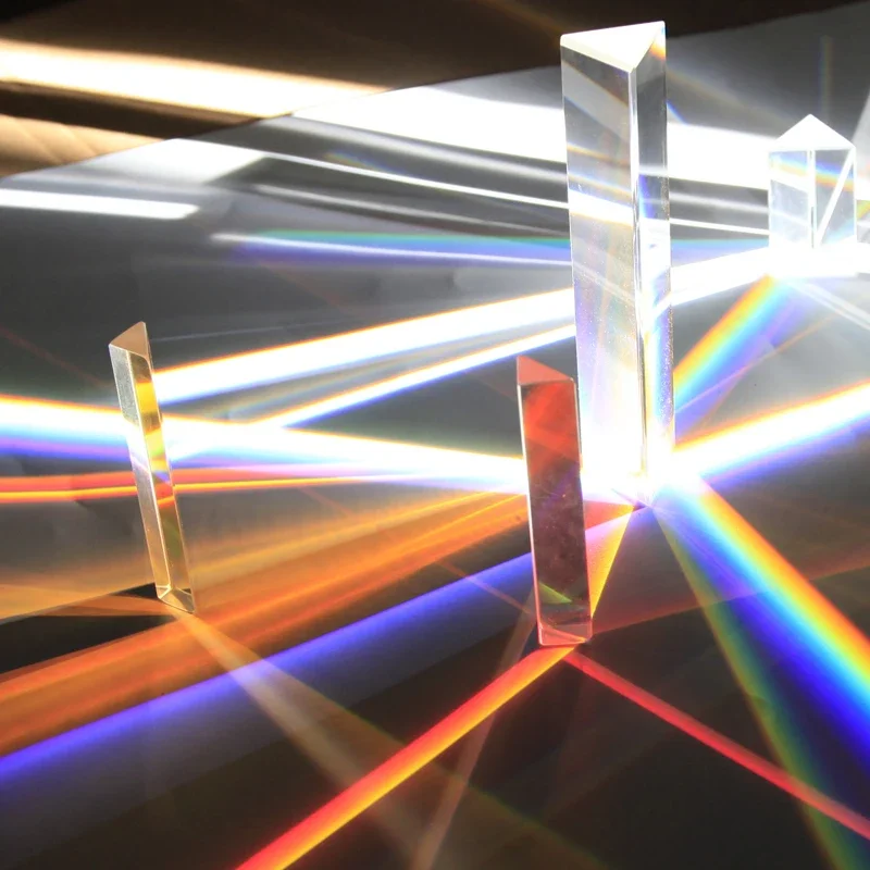 Color Prism Optical Glass 40*40*180mm Experiment Prisms Colorful Light Shooting Photography Accessories