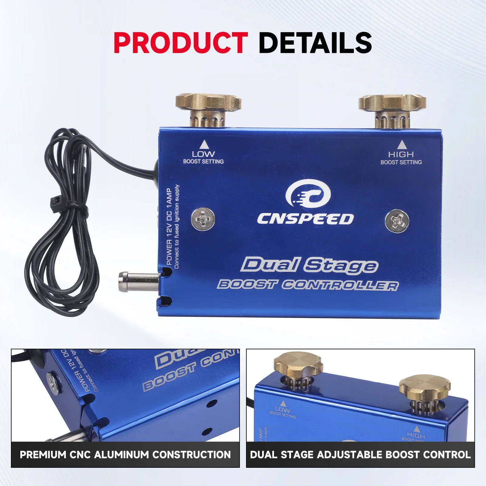 CNSPEED Universal Turbocharger Psi Boost Controller Kit/w Switch/High Quality Adjustable Racing Blue Dual Stage Electronic Turbo