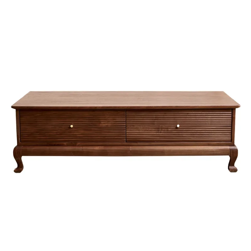 

North American black walnut solid wood coffee table living room home low table Nordic TV cabinet combination floor