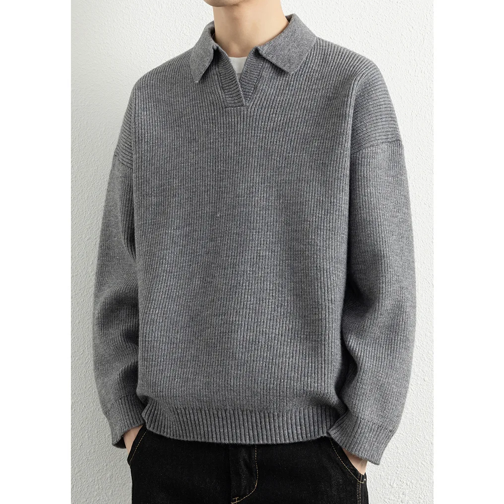 POLO Shirt Lapel Neck Knitted Sweater Men's V-neck British Business Outside Autumn And Winter