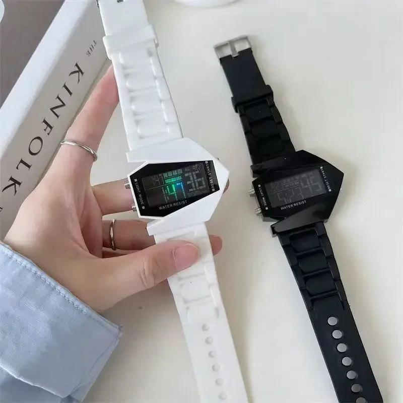 Men's and Women's Sports Couple Watches, Luminous Multi-functional Square Fighter Plane Watches, Men's Electronic Watches