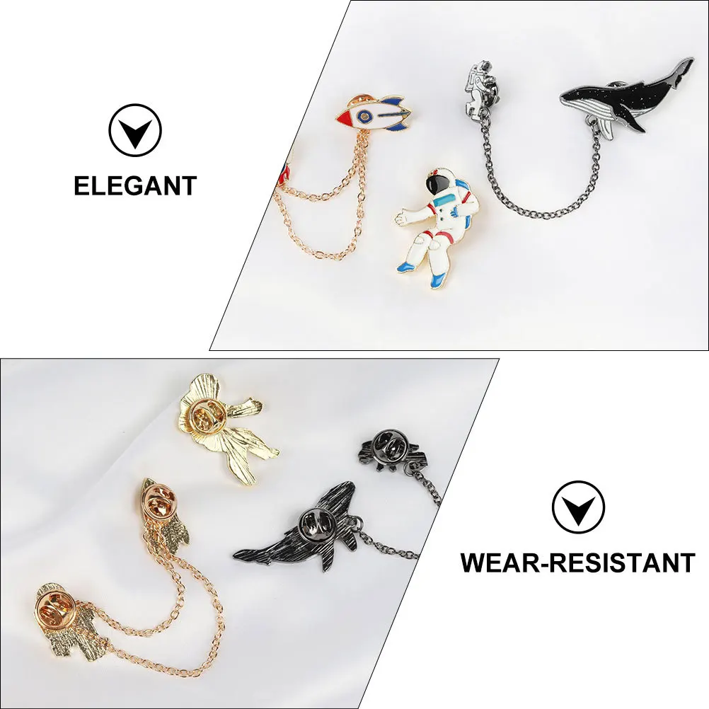 

3Sets Astronaut Whale Brooches Creative Cartoon Accessories Glossy Wearresistant Christmas Costume Decor Cartoon Brooch