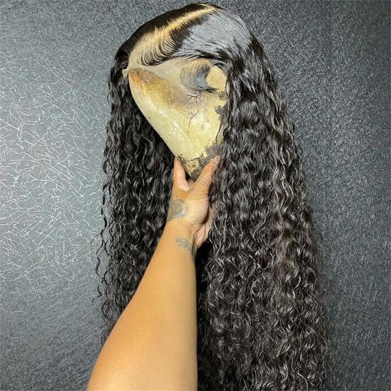 

180%Density Soft Natural Black Long Kinky Curly Lace Front Wig 180% Density For Black Women With Baby Hair Glueless Daily Wear