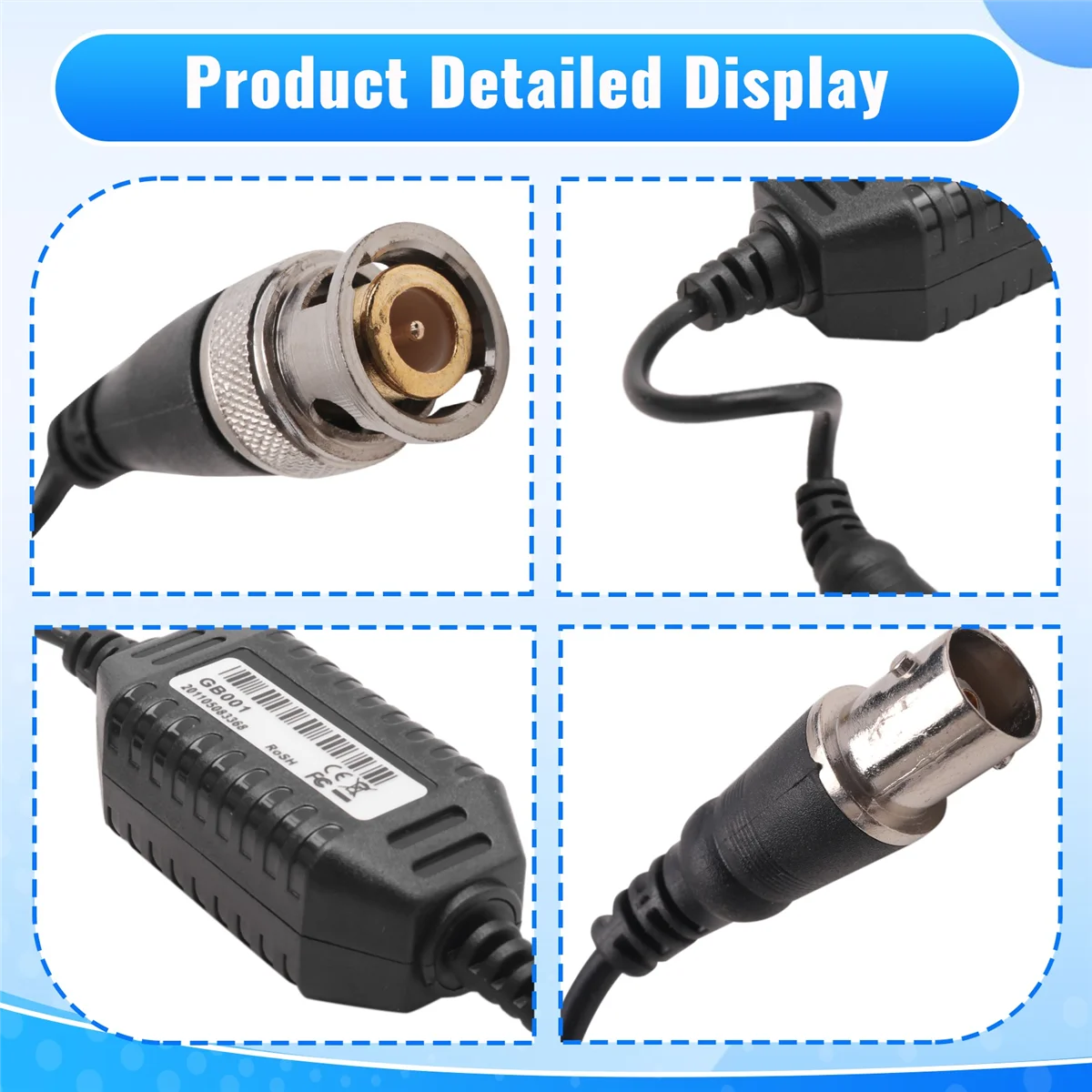 عازل حلقة أرضية للفيديو المحوري Balun BNC ذكر إلى أنثى لكاميرا CCTV