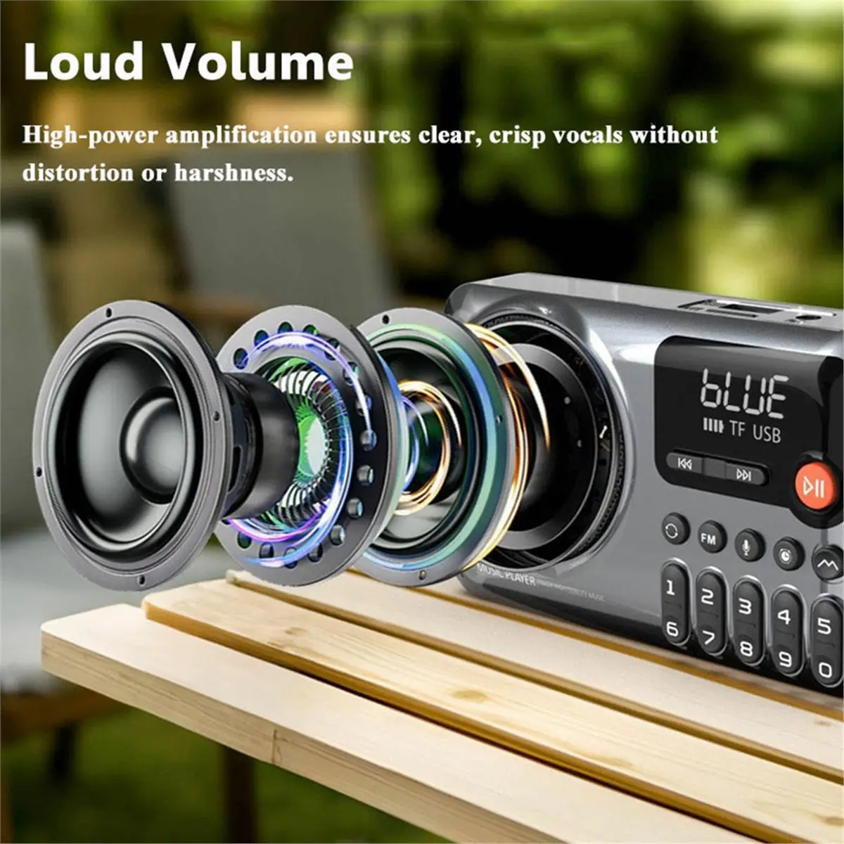 PHONE&GEAR FM Radio Portable Digitial Radios Receiver Wireless Hifi Bluetooth Loudspeaker Support Wired Headset TF USB Timed Of