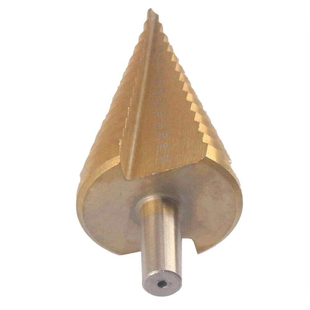 AT16 HSS Step Cone Drill Bit - 4-42Mm 14 Sizes Round Shank Hole Cutter Tool High Speed Steel
