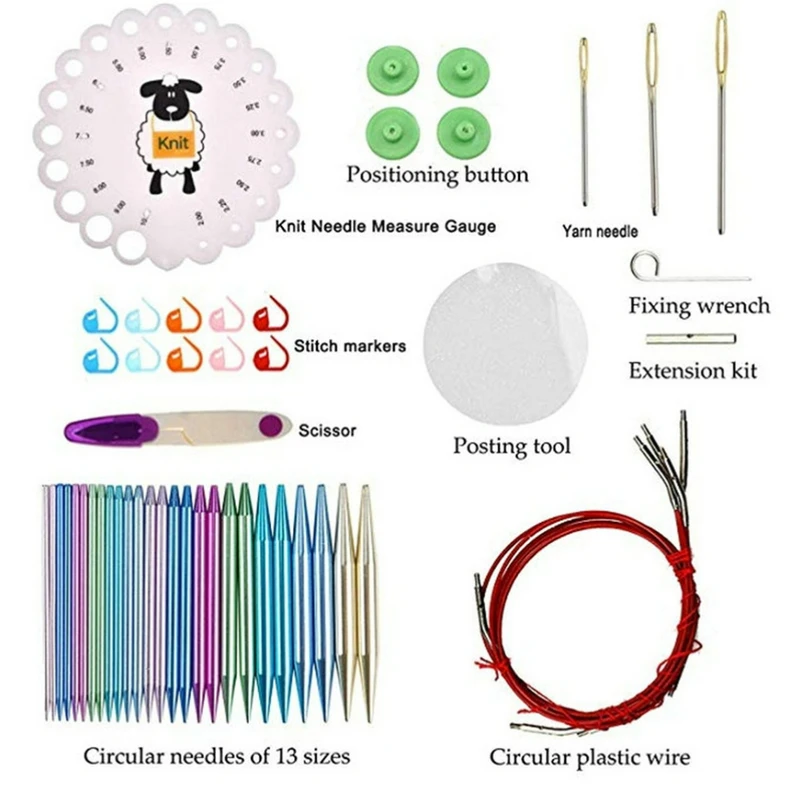 

Aluminum Circular knitting needles Set With Storage Bag Knitting Tools For Knitting Sweaters Handcrafted Tools