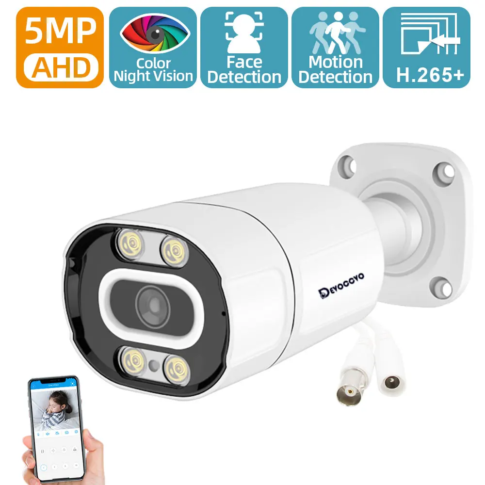 

Wired H265 5MP CCTV Analog Camera BNC Outside Waterproof Full Color Night Vision Bullet Security Surveillance XMEYE AHD Camera