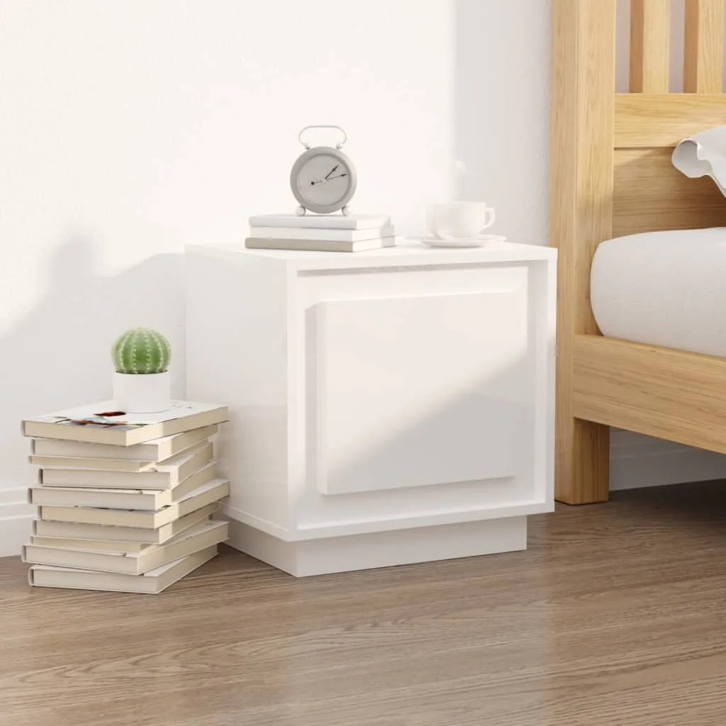 Bedside Cabinets 2pcs High Gloss White 44x35x45cm Engineered Wood